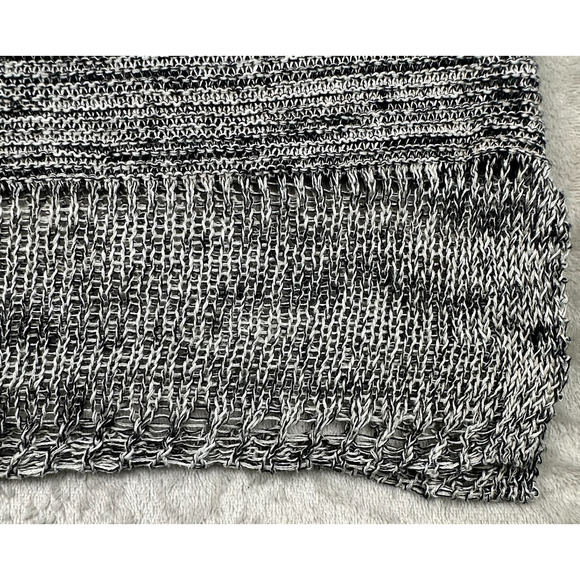 J. Jill 100% LINEN open‎ knit Dolman sweater short sleeve black white cute trim - Picture 14 of 14